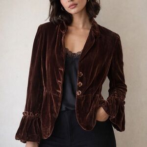 Spense Rich Brown Velvet Women's Blazer